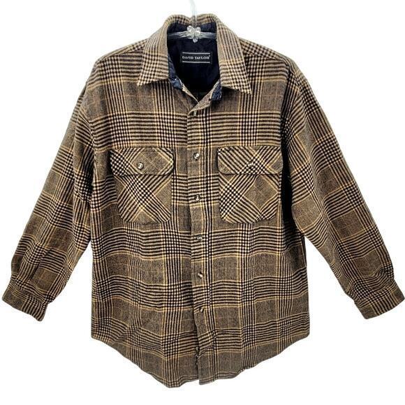 David Taylor Flannel Plaid Pocket Long‎ Sleeve Button Up Gorpcore Men's Shirt - Picture 1 of 15